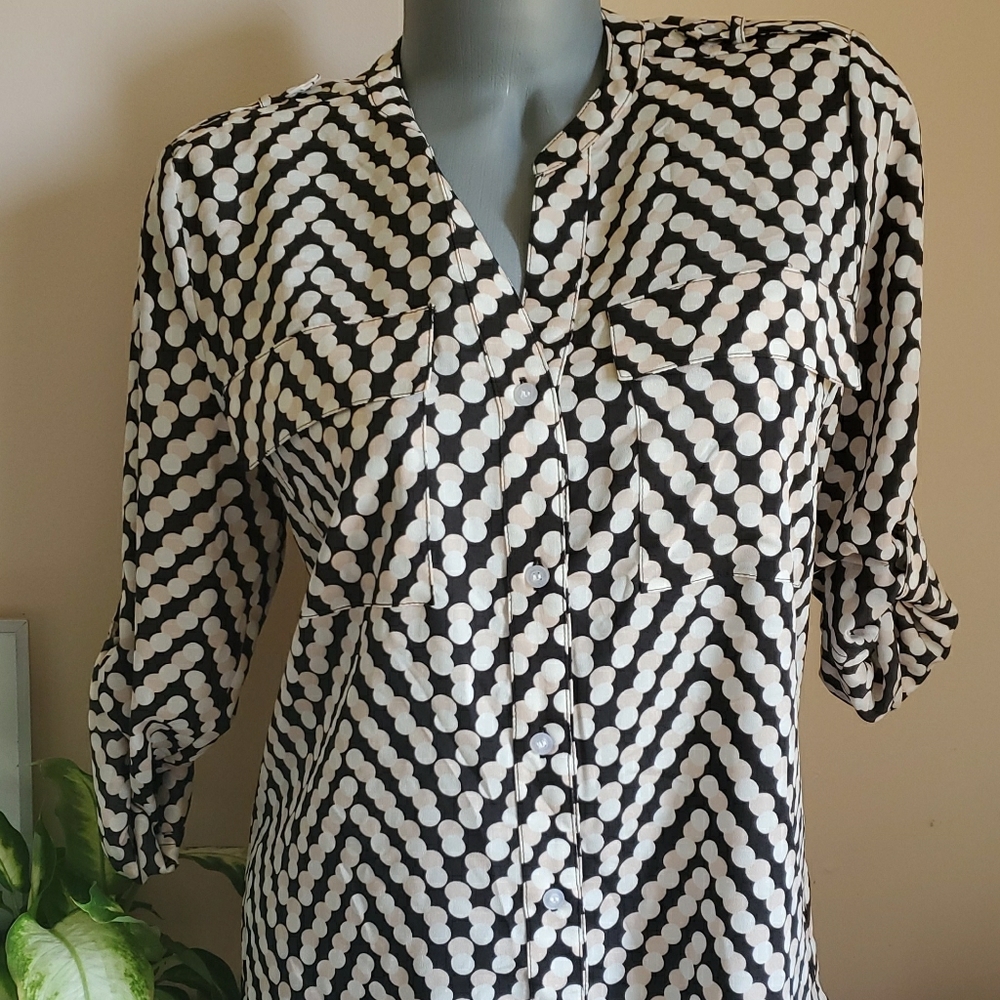 Calvin Klein Button Down Polka Dot Blouse NWT